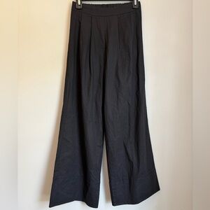 Black Wide Leg Linen-Type Trouser
